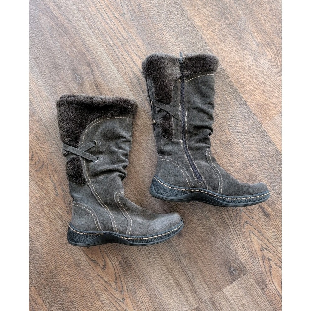 Baretraps Eventure brown boots tall suede Boho faux fur women's  7